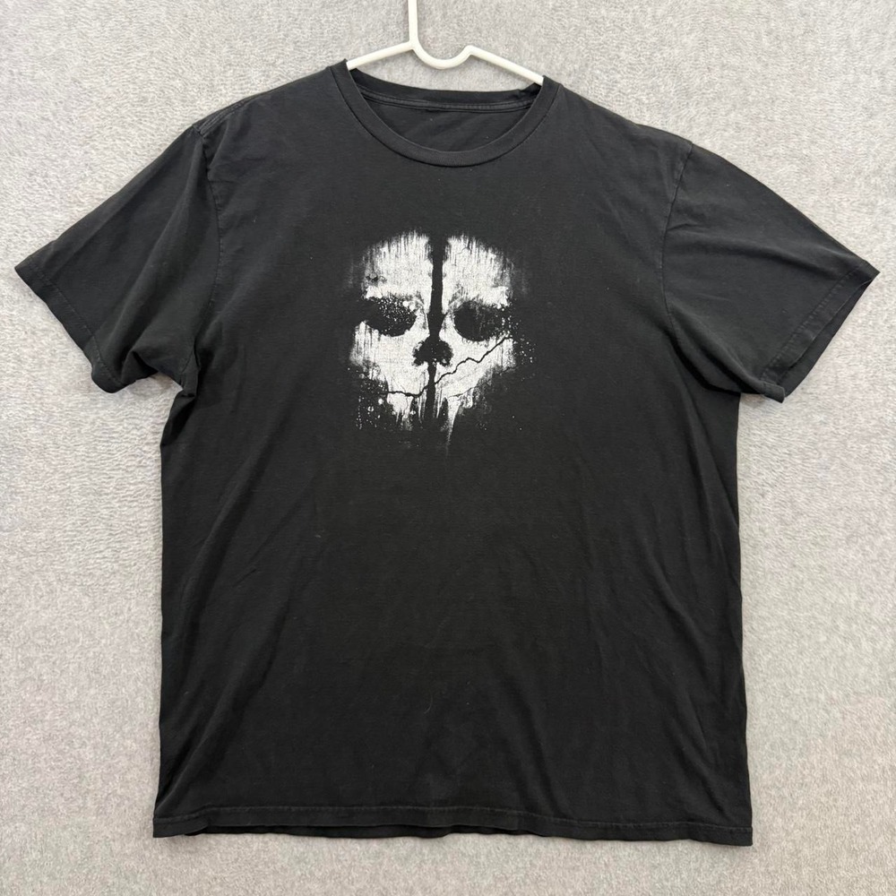 Call of Duty Ghosts Skull Graphic T-Shirt Men's Medium Black Gaming Tee